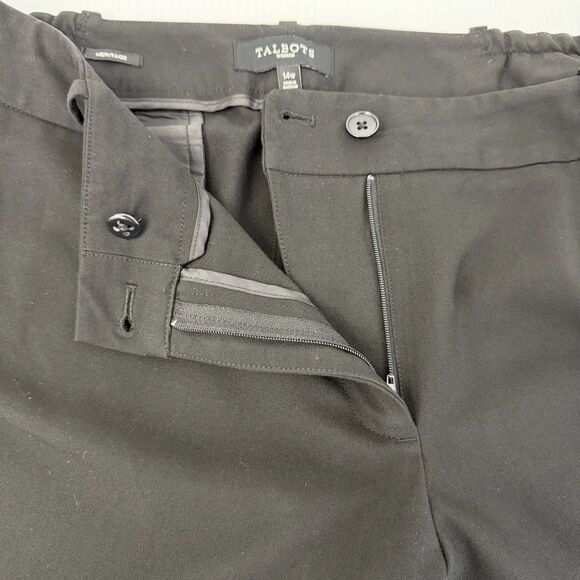 Talbots Heritage Pants Black Stretch Wide Leg Women's Size 14w (Fit 36x31) - Picture 5 of 12